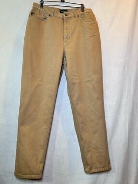 Lauren Jeans Co. Ralph Lauren Khaki Tan Cotton Jeans. Size 14